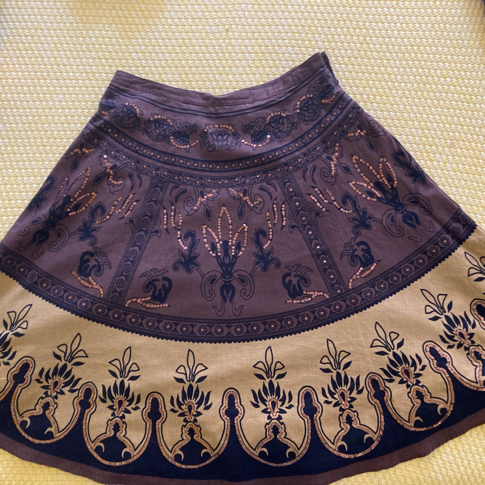 Edward skirt - brown & tan w/ gold sequins